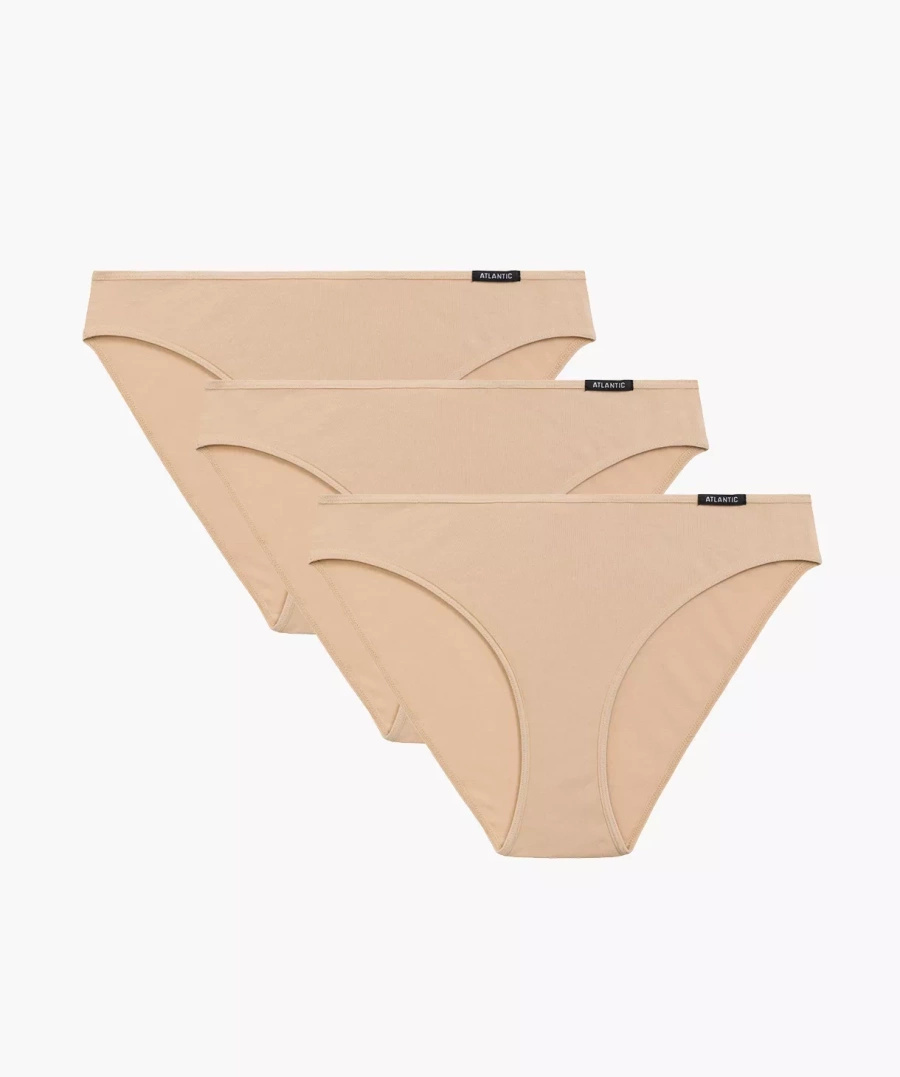 Beżowe czarne sportowe figi damskie 3-PACK 3BLP-580 Atlantic – komfort na co dzień
