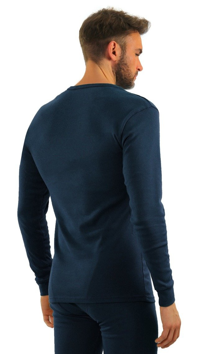 Granatowy podkoszulek męski z długim rękawem 95% bawełna Sesto Senso – wyjątkowy komfort
