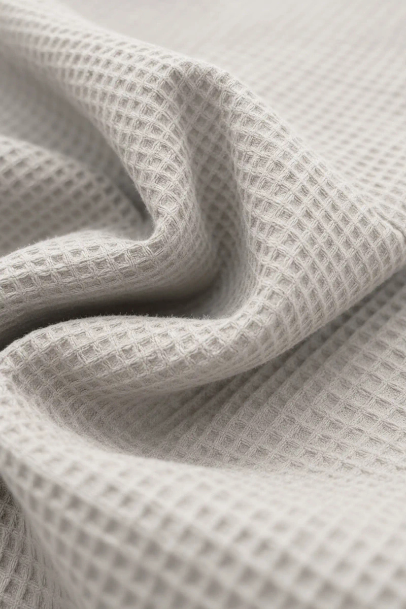 Szary szlafrok unisex kimono bawełna 280g WAFEL Spod Igły i Nitki – komfort i świeżość