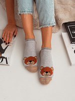 Stopki damskie Duże głowy misia z paskami