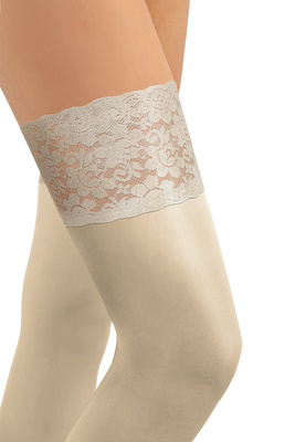 Kremowe kryjące pończochy damskie 50 den koronka Nicole Sesto Senso – elegancja na każdą okazję
