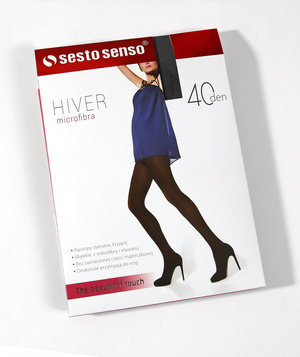 2x Kolorowe rajstopy kryjące z microfibry Hiver 40DEN