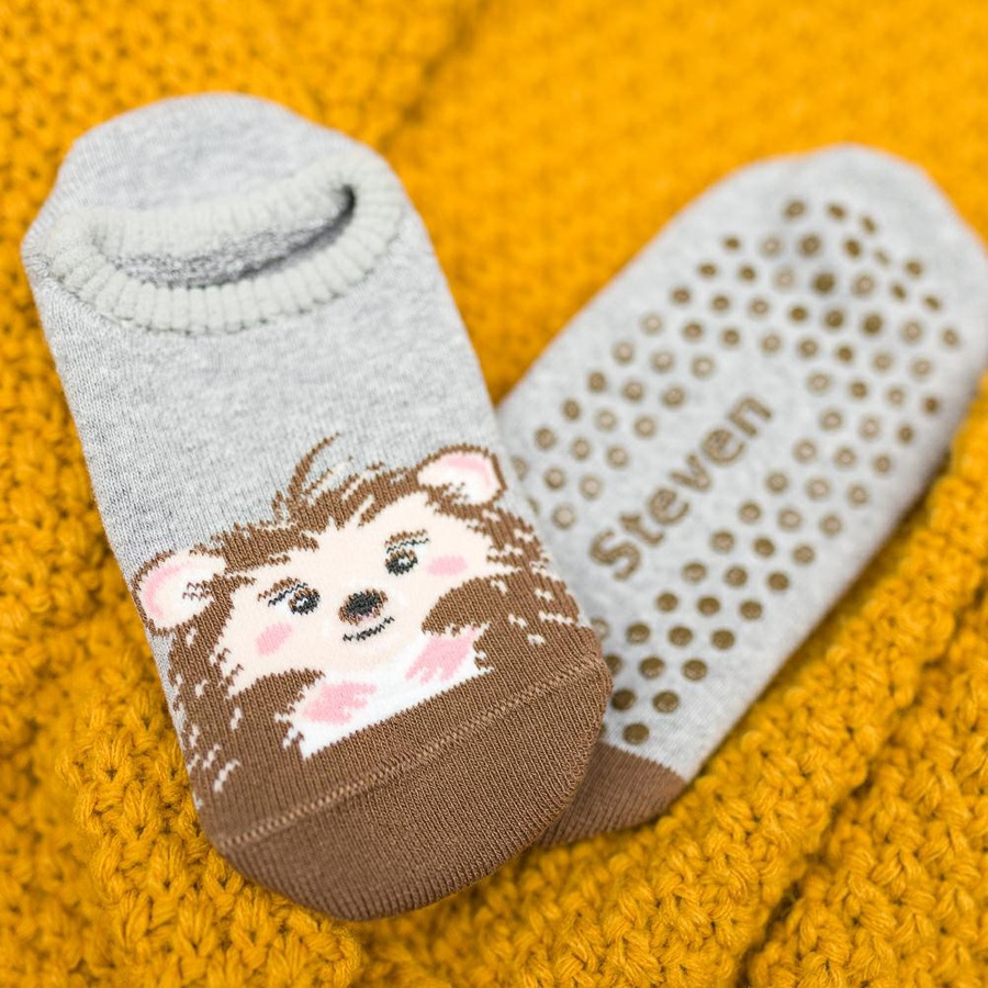 Stopki frotte z ABS art. 134 XG033 melanż jasny szary