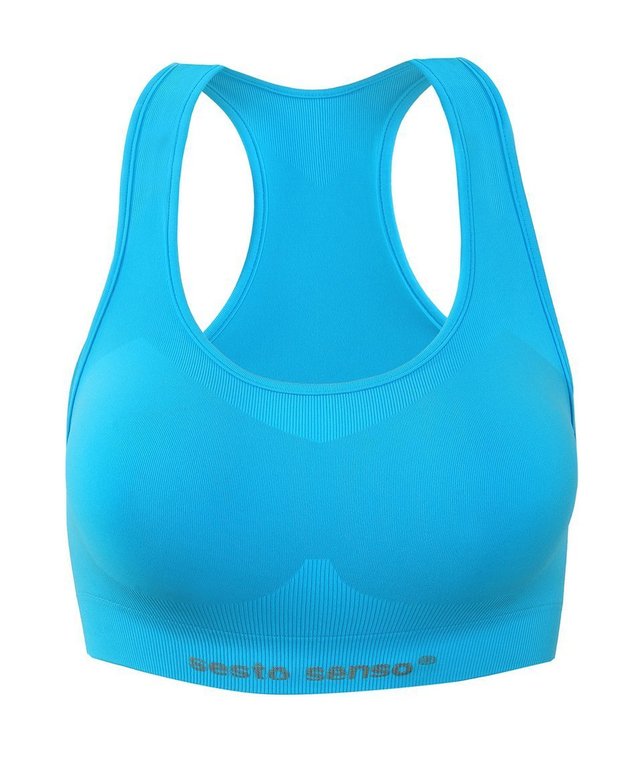 Turkusowy bezszwowy top damski 92% poliamid Sesto Senso – joga fitness