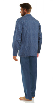 Niebieska rozpinana piżama męska długa 100% bawełna 2636/02 Sesto Senso – całoroczny komfort