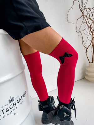 Zakolanówki bawełniane z kokardką