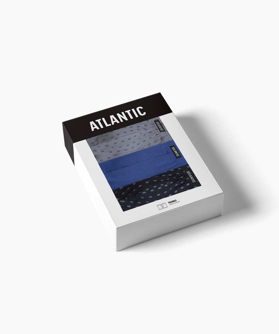 Granatowe elastyczne bokserki męskie 95% bawełna 3MH-195 Atlantic – komfort i styl.