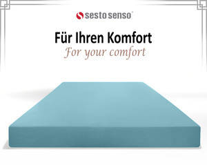 Niebieskie elastyczne prześcieradło z gumką 80% bawełna Jersey Sesto Senso – komfort snu