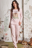 ANTEA Długa Piżama Damska z Aplikacją 3D, róż