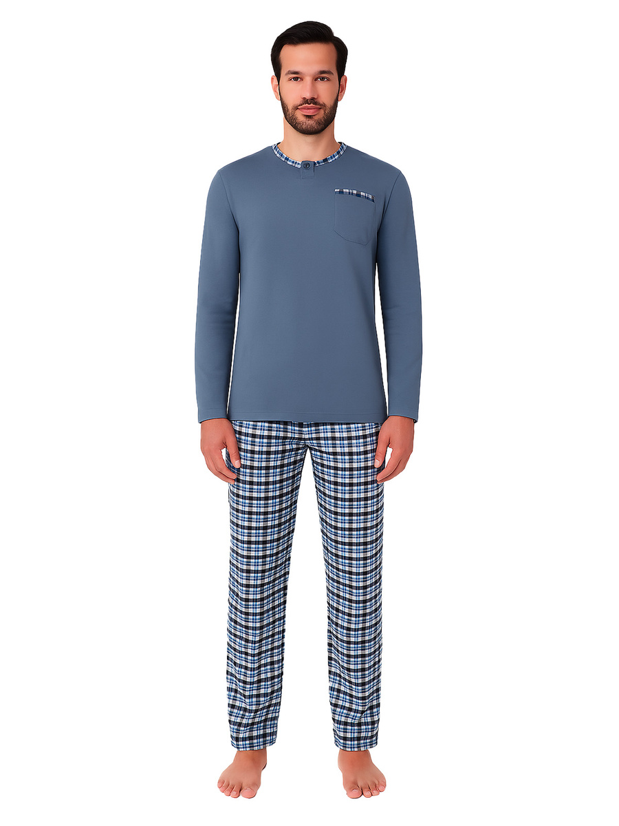 Piżama Męska Długi Rękaw 100% Bawełna