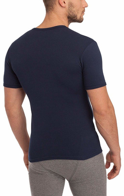 Granatowa gładka koszulka męska 100% bawełna Art. 112 Sesto Senso – komfort na co dzień