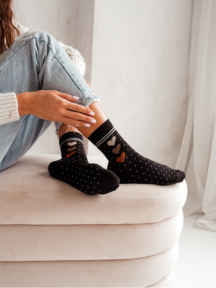Skarpetki damskie Serca i kropeczki