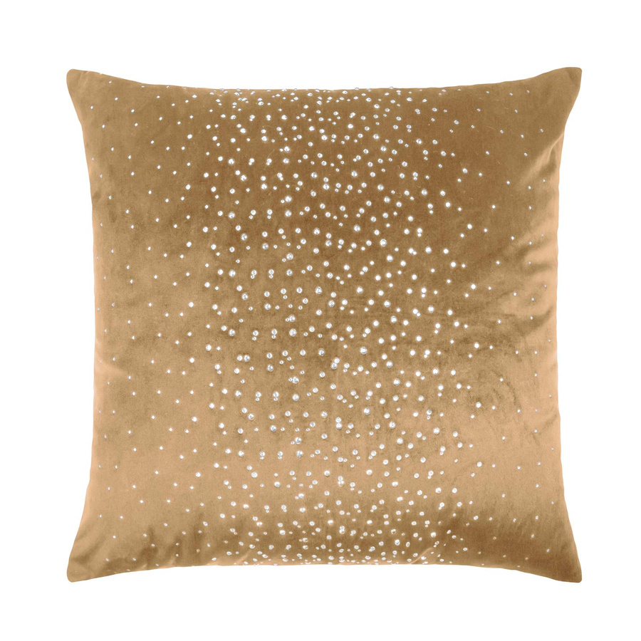 Musztardowa welwetowa poszewka 40x40 z kryształkami Spod Igły i Nitki – elegancja wnętrza