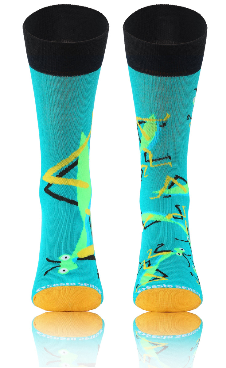 Długie Skarpetki Kolorowe Bawełniane Unisex 90% Bawełna z Zabawnym Wzorem Sesto Senso