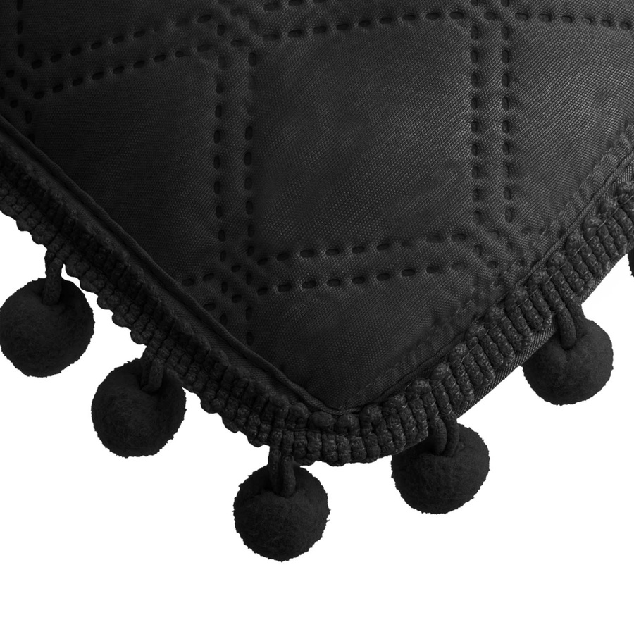 Czarna poszewka z pomponami dekoracyjna z zamkiem Spod Igły i Nitki – upiększa wnętrze