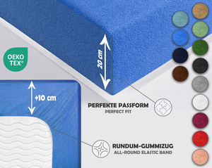 Niebieskie elastyczne prześcieradło z gumką frotte 100% bawełna Sesto Senso – komfortowy sen