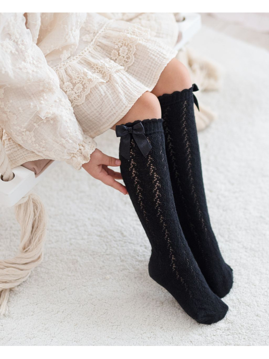 Podkolanówki Dziecięce Ażurowe z Kokardką 1382