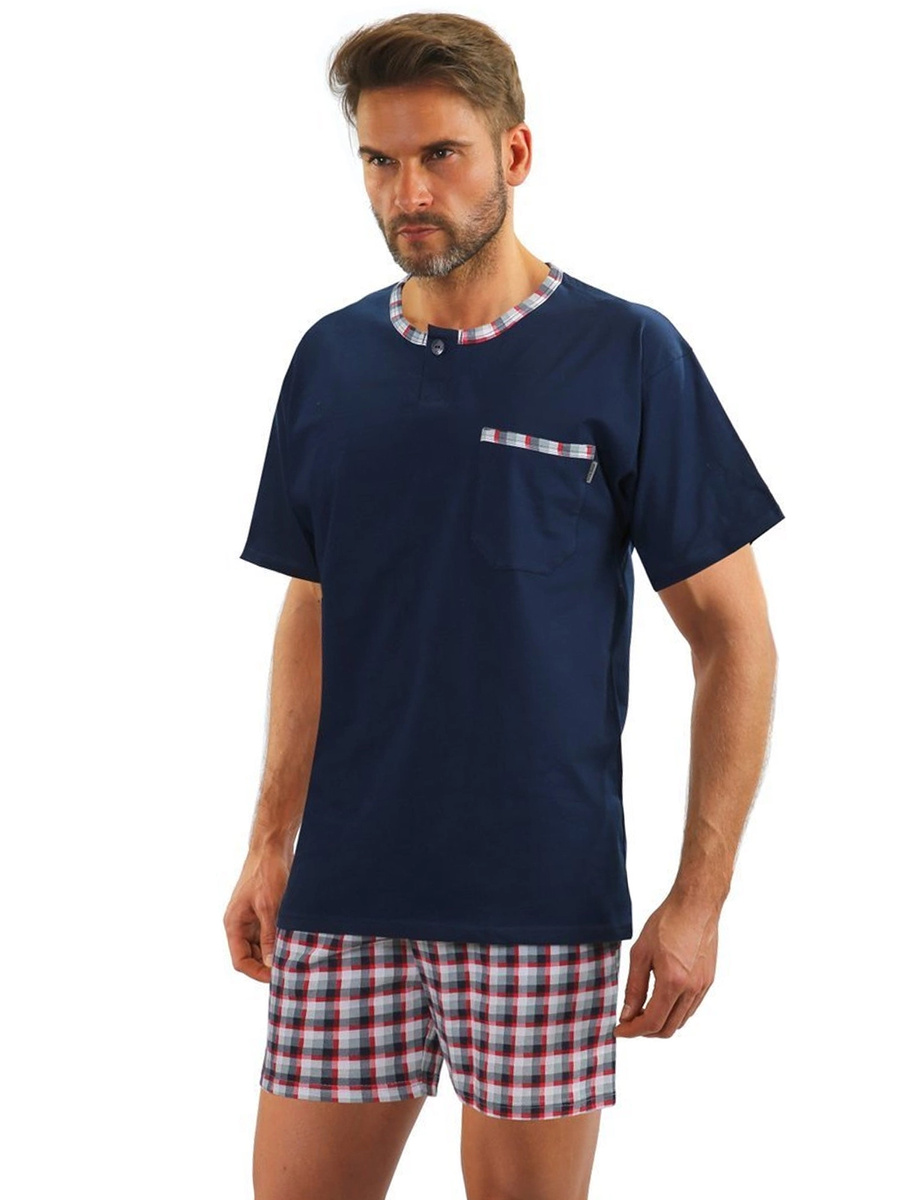Piżama Męska Krótki Rękaw Krótkie Spodenki