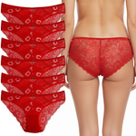 Figi Damskie Koronkowe Czerwone 6 pack