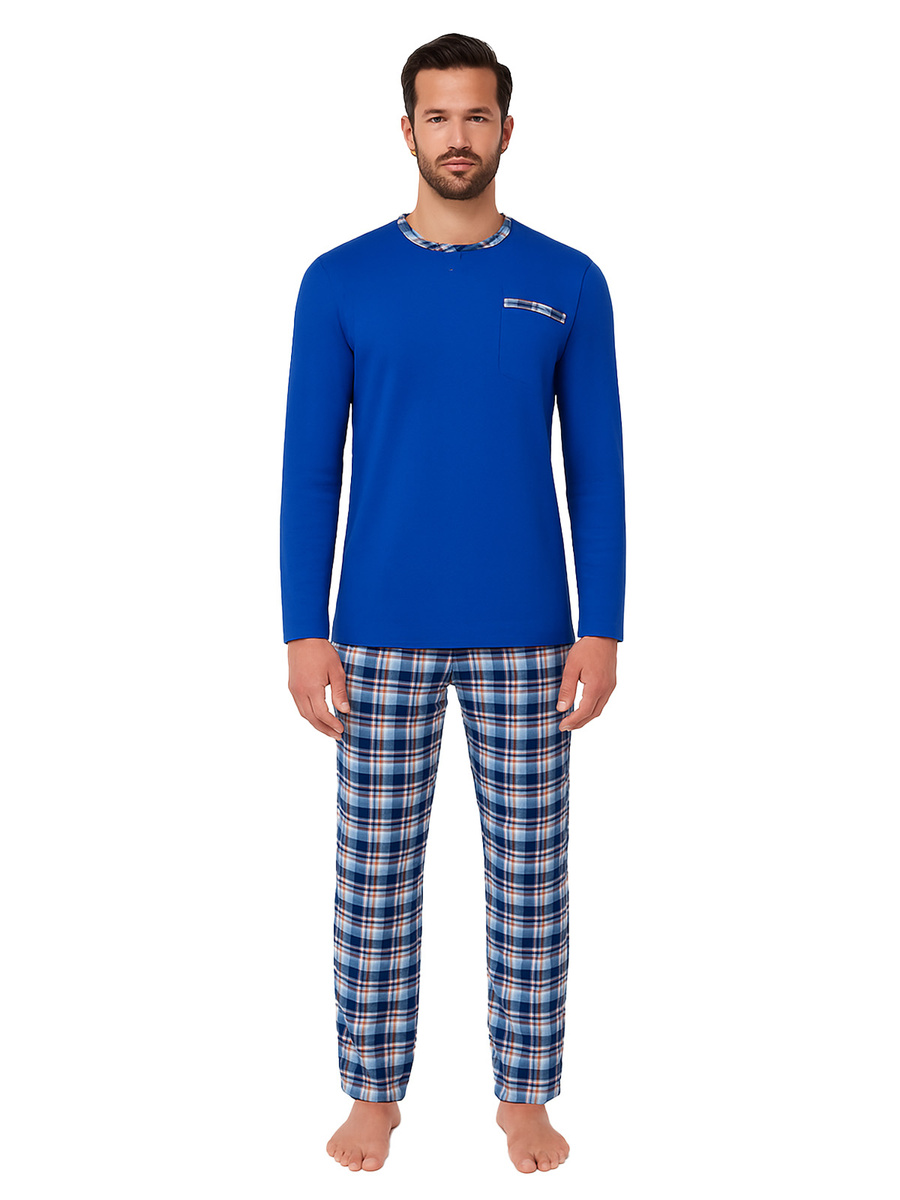 Piżama Męska Długi Rękaw 100% Bawełna