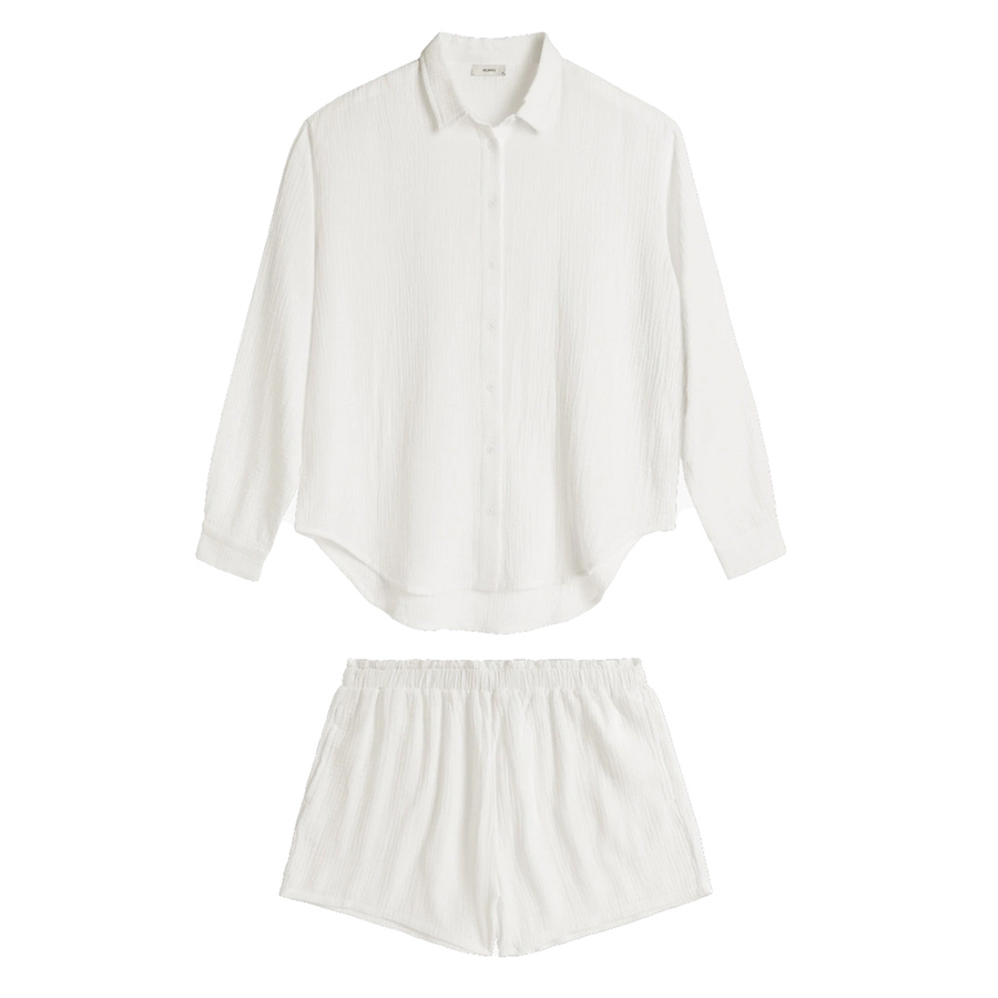 Biała bawełniane piżamy damskie 100% bawełna Atlantic – komfort na co dzień