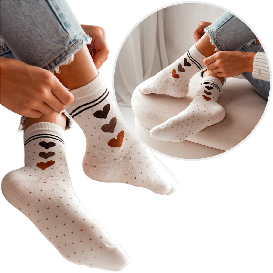 Skarpetki damskie Serca 0200.011, Kolor Beżowy, Rozmiar 37-41