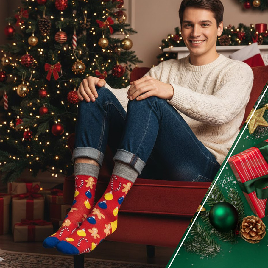 "Bawełniane Skarpety Świąteczne Męskie"