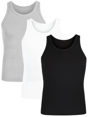 Koszulka Na Ramiączkach Męska Mix w Prążek 3 Pack