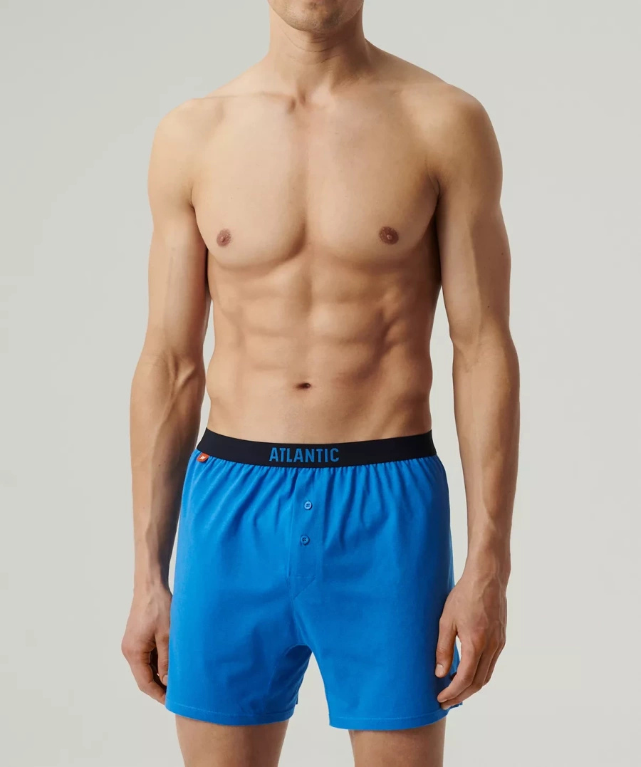 Niebieskie luźne bokserki męskie 2-pak bawełna Atlantic – maksymalna wygoda na co dzień