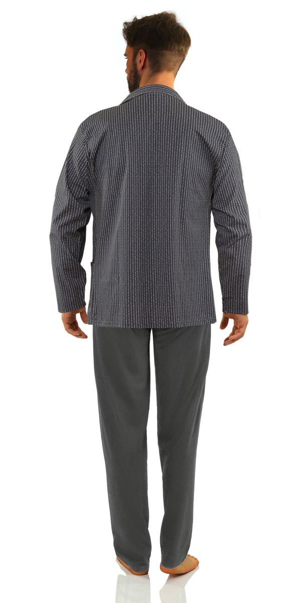 Grafitowa rozpinana piżama męska długa 100% bawełna 2636/02 Sesto Senso – całoroczny komfort