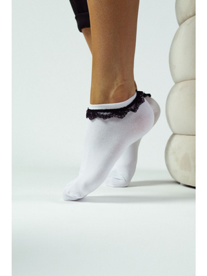 Skarpetki Stopki Damskie Bawełniane z Koronką