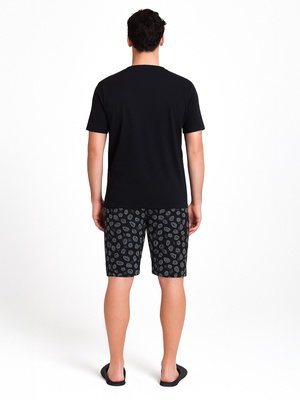 GIANNY Krótka Piżama Męska z Nadrukiem, czarna