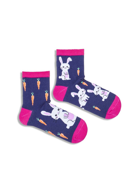 Skarpetki dziecięce Króliczki i marchewki (dwie różne)  1184.027, Kolor Granatowy, Rozmiar 35-37
