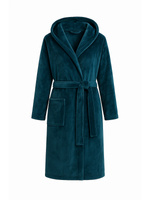 Turkusowy miękki szlafrok damski  z kapturem Paulo Sestimi – idealny do sauny i spa