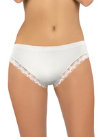 Majtki Damskie Prążkowane z Koronką Białe 6108