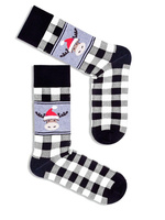 Czerwone bawełniane skarpety męskie 75% świąteczne 1290 Milena – codzienna wygoda