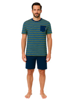 Modna piżama męska beMen 100% bawełna, krótkie rękawy i spodenki – wygoda w domu