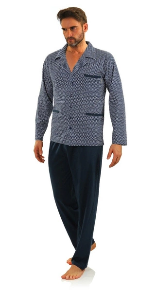 Bawełniana rozpinana piżama męska z długim rękawem Sesto Sesto 2281/01