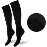 Czarne gładkie podkolanówki damskie 75% bawełna Milena – elegancja i komfort.