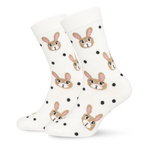 Ecru bawełniane skarpety damskie Króliki i kropki Milena – komfort na co dzień