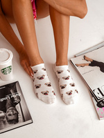 Ecru wygodne skarpety damskie 75% bawełny Milena – komfort na co dzień