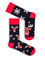 Czerwone bawełniane skarpety męskie 75% świąteczne 1290 Milena – codzienna wygoda