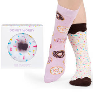 Skarpetki damskie Soxo Donut w pudełku | Idealne na prezent | Śmieszne i Wesołe | fioletowe